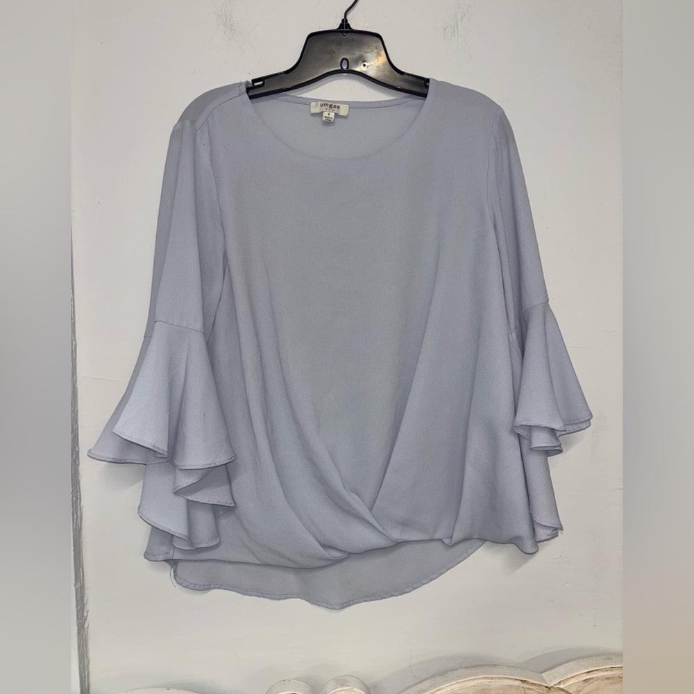 Umgee Bell Sleeve Blue Grey Blouse Size‎ Small
